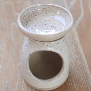 Wax Melt/Oil Burner, Hand Thrown Stoneware, Vanilla Speckled Glaze