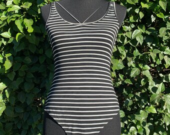Sleeveless Striped Bodysuit, V Strap Bodysuit, Summer Bodysuit, Ribbed Knit Bodysuit, Y2K Dream Bodysuit