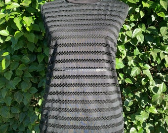 Mesh Striped Tank Top, Summer Tank Top with Cutouts, Fishnet Stripes, Sporty Tank Top, Summer Essential
