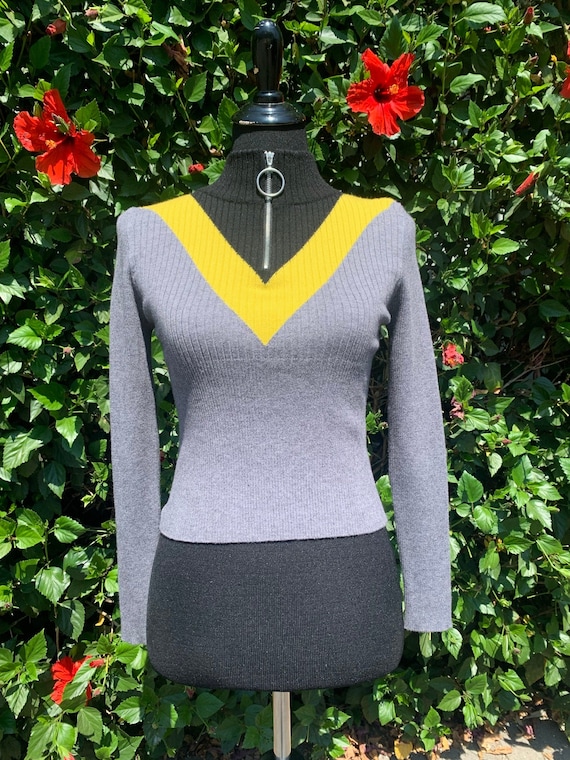 Color Block Ribbed Knit Top, Long Sleeve Mock Neck Top, O Ring