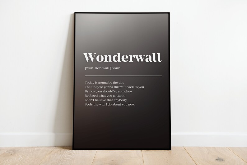 Wall Art | Wonderwall Song Lyric Print Poster Print Oasis