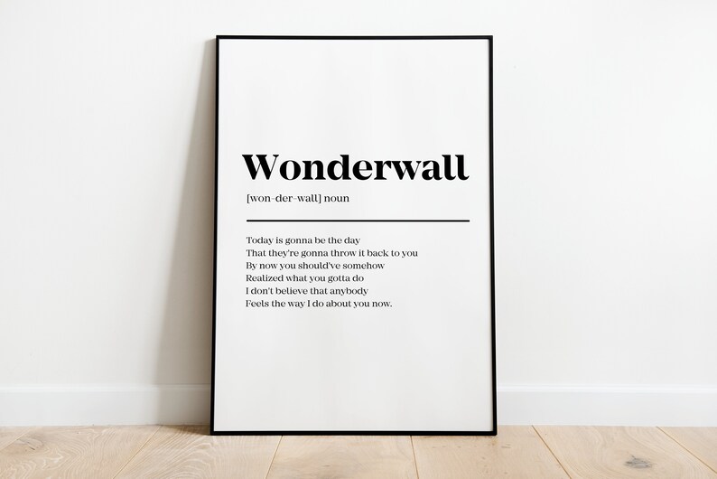 Wall Art | Wonderwall Song Lyric Print Poster Print Oasis