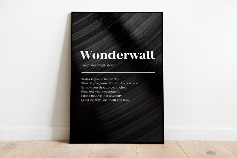 Wall Art | Wonderwall Song Lyric Print Poster Print Oasis