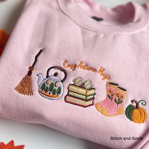Cosy Autumn Magic Embroidered Sweatshirt | Autumn and Fall Fashion | Autumn Vibes | Embroidered Autumn Jumper
