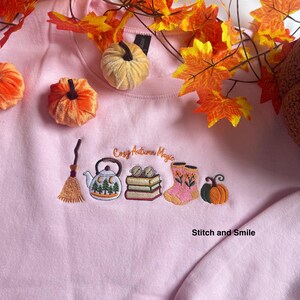 Cosy Autumn Magic Embroidered Sweatshirt | Autumn and Fall Fashion | Autumn Vibes | Embroidered Autumn Jumper