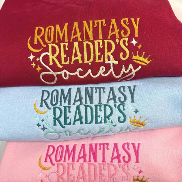 Romantasy Readers Society Sweatshirt | Romance and Fantasy Gifts | Gifts for Book Lovers | Embroidered Sweater | Bookworm | Book Club