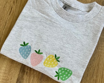 Summer Strawberry Embroidered T-Shirt | Women's Fashion | Embroidered | T-shirts & Tees