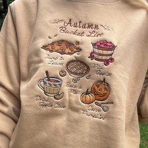 Autumn Bucket List Embroidered Sweatshirt | Autumn and Halloween Jumper | Pumpkin Cosy Season