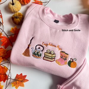 Cosy Autumn Magic Embroidered Sweatshirt | Autumn and Fall Fashion | Autumn Vibes | Embroidered Autumn Jumper