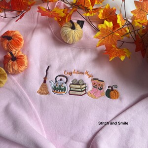 Cosy Autumn Magic Embroidered Sweatshirt | Autumn and Fall Fashion | Autumn Vibes | Embroidered Autumn Jumper