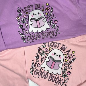 Lost in a Good Book Ghost Embroidered Sweatshirt | Book Club Apparel | Bookish & Bookworm Gifts | Book Club Jumpers | Cute Ghost Sweater