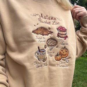 Autumn Bucket List Embroidered Sweatshirt | Autumn and Halloween Jumper | Pumpkin Cosy Season