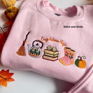 Cosy Autumn Magic Embroidered Sweatshirt | Autumn and Fall Fashion | Autumn Vibes | Embroidered Autumn Jumper