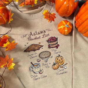 Autumn Bucket List Embroidered Sweatshirt | Autumn and Halloween Jumper | Pumpkin Cosy Season