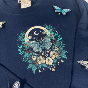 Cottagecore Celestial Moth Premium Embroidered Sweatshirt | Magical Gifts | Fairy Jumper | Nature Sweater