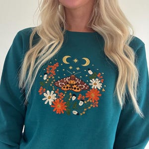 Cosy Cottage Celestial Golden Butterfly Embroidered Sweatshirt | Magical Gifts | Fairy Jumper | Cottage Nature Sweater | Moths & Flowers