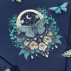 Cottagecore Celestial Moth Premium Embroidered Sweatshirt | Magical Gifts | Fairy Jumper | Nature Sweater