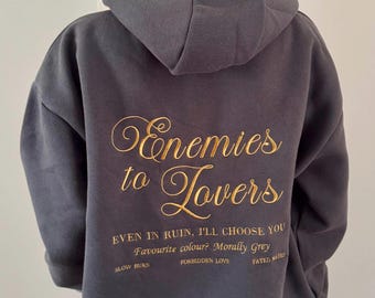 Enemies to Lovers Embroidered Hoodie | Bookish Sweatshirt | Gifts for Book Lovers | Book Tropes