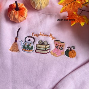 Cosy Autumn Magic Embroidered Sweatshirt | Autumn and Fall Fashion | Autumn Vibes | Embroidered Autumn Jumper