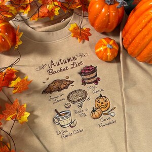 Autumn Bucket List Embroidered Sweatshirt | Autumn and Halloween Jumper | Pumpkin Cosy Season image 6