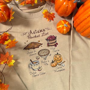 Autumn Bucket List Embroidered Sweatshirt | Autumn and Halloween Jumper | Pumpkin Cosy Season