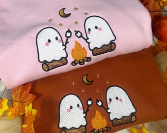 Halloween Campfire Ghosts Embroidered Sweatshirt | Autumn Jumper | Spooky Season Sweater | Cosy Fall