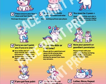 Face Painting Health and Safety Sign - Print at home Digital Download -2 files