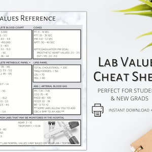 Laboratory Values Cheat Sheet | study guide for healthcare professional students