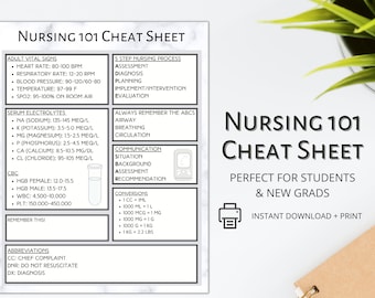Nursing 101 Cheat Sheet | study guide for healthcare professional students