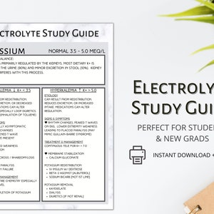 Electrolyte Study Guide | Medical School, Pre-Med, ARNP, PA, Nursing