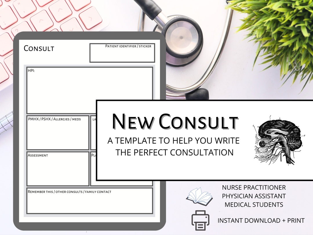 Consult Note Template ARNP PA Medschool Etsy Consult Note Template ARNP PA Medschool Etsy