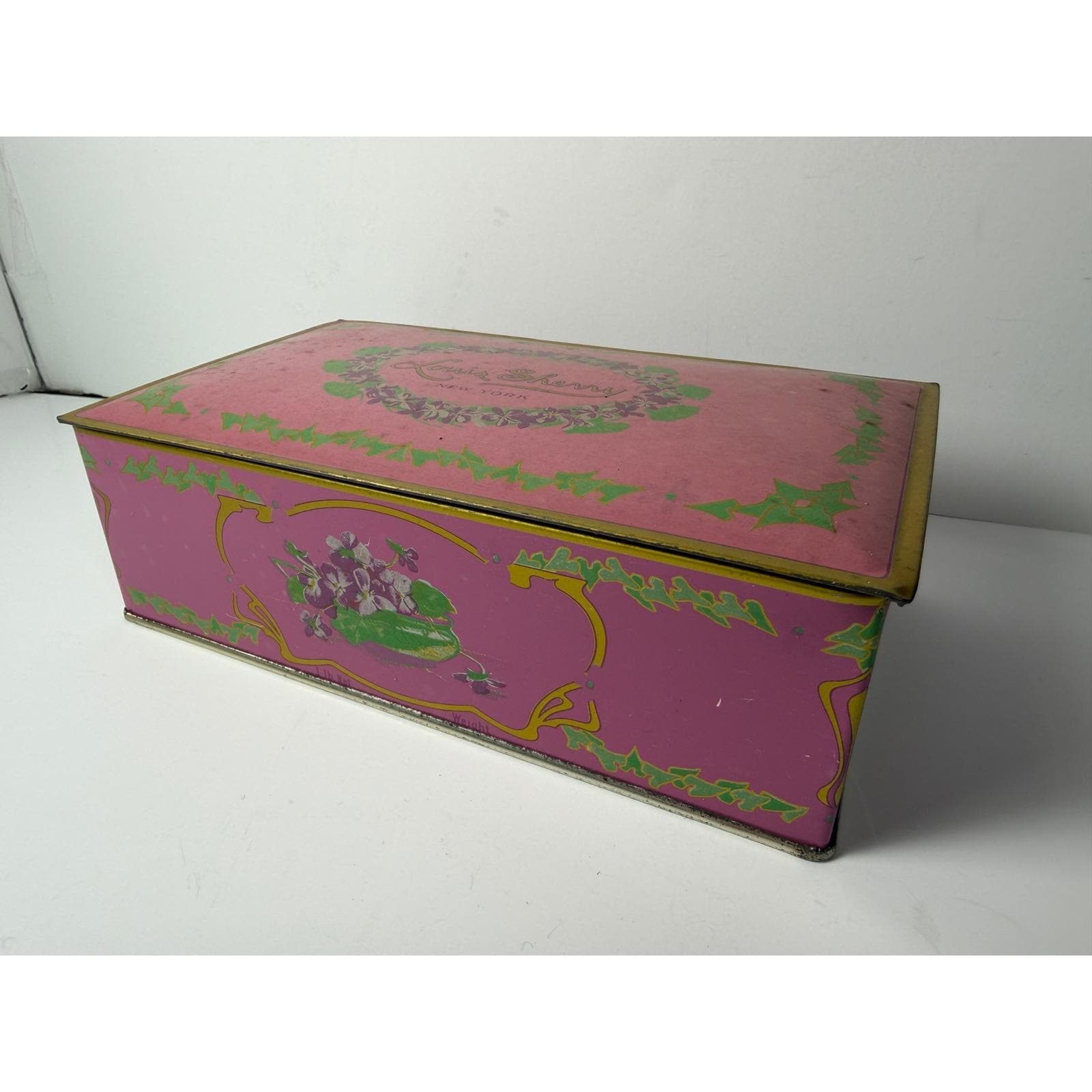 フランスアンティーク　ルイスシェリー　ティン缶　大　USアンティーク Louis Sherry Chocolate Tin - Etsy