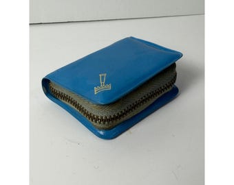 Vintage Gillette Safety Razor Travel Kit Blue Zipper Case Stainless Steel Blades