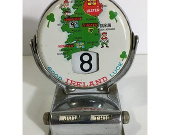 Vintage 1960s Flip Desk Calendar - Ireland Souvenir - Good Luck - Working Condit