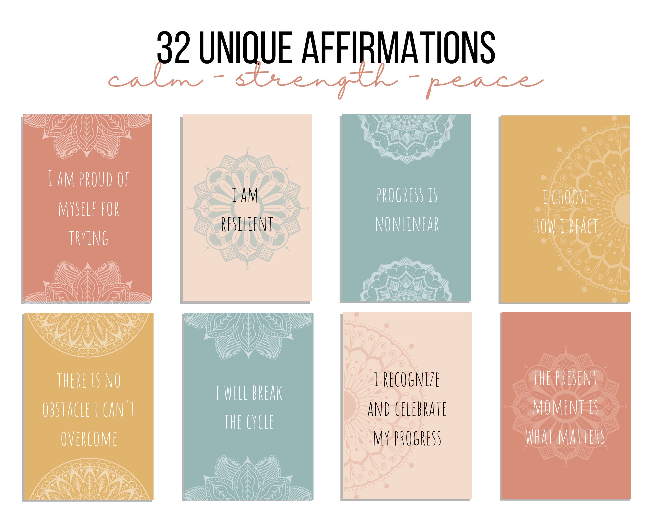 Printable Positive Affirmation Cards for Anxiety PDF Positive