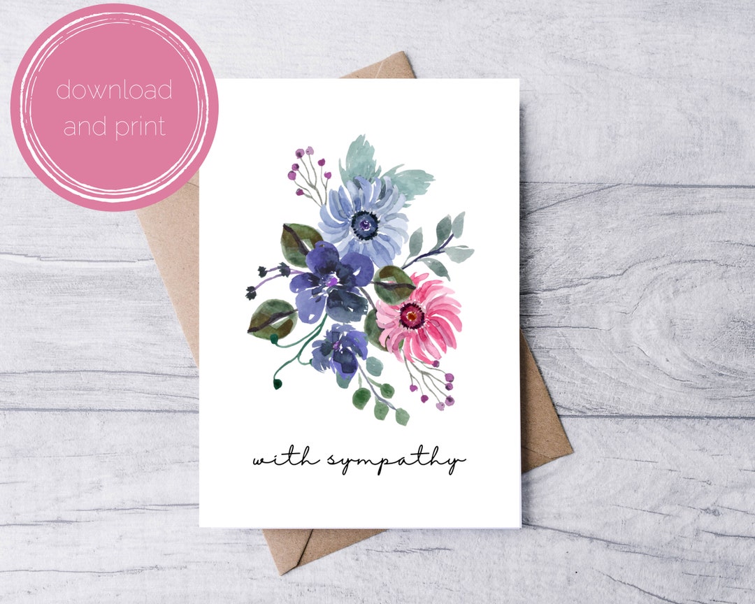 Printable Sympathy Card | Floral | With Sympathy | Loss of Mother ...