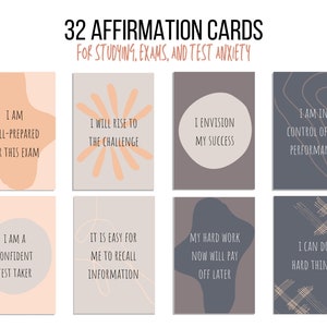 Druckbare Positive Affirmationen für Prüfungsangst und Prüfungsangst | Zurück zu Schulmaterial | Studieren Printables | Abschluss GRE GMAT SAT Bar Exam Prep