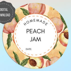 Printable Peach Jam Canning Jar Labels | 2&quot;x2&quot; Mason Jar Stickers for Cottage Food | Kitchen Labels PDF Digital Download