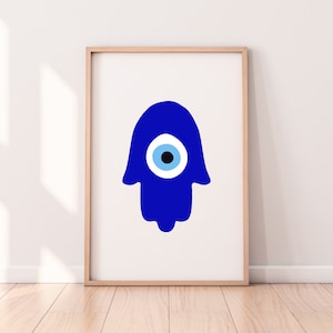 Blue Hamsa Print: Modern Jewish Home Decor (Digital Download)