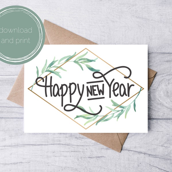 Printable Happy New Year Card | Etsy's Pick | New Years Eve 2024 | Optimistic Positive New Years Card Instant Digital Download | PDF PNG JPG
