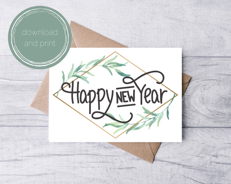 Printable Happy New Year Card Etsy's Pick New Years Eve 2024 Optimistic Positive New Years Card Instant Digital Download PDF PNG JPG image 1