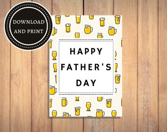 Beer Glasses Printable Father's Day Card | DIY Father's Day Card | PDF Digital Download PNG | Father's Day Print