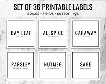 Printable Pantry Labels | Herb & Spice Kitchen Labels | Minimalist Square Farmhouse Kitchen Labels | 2"x2" Square Template PDF