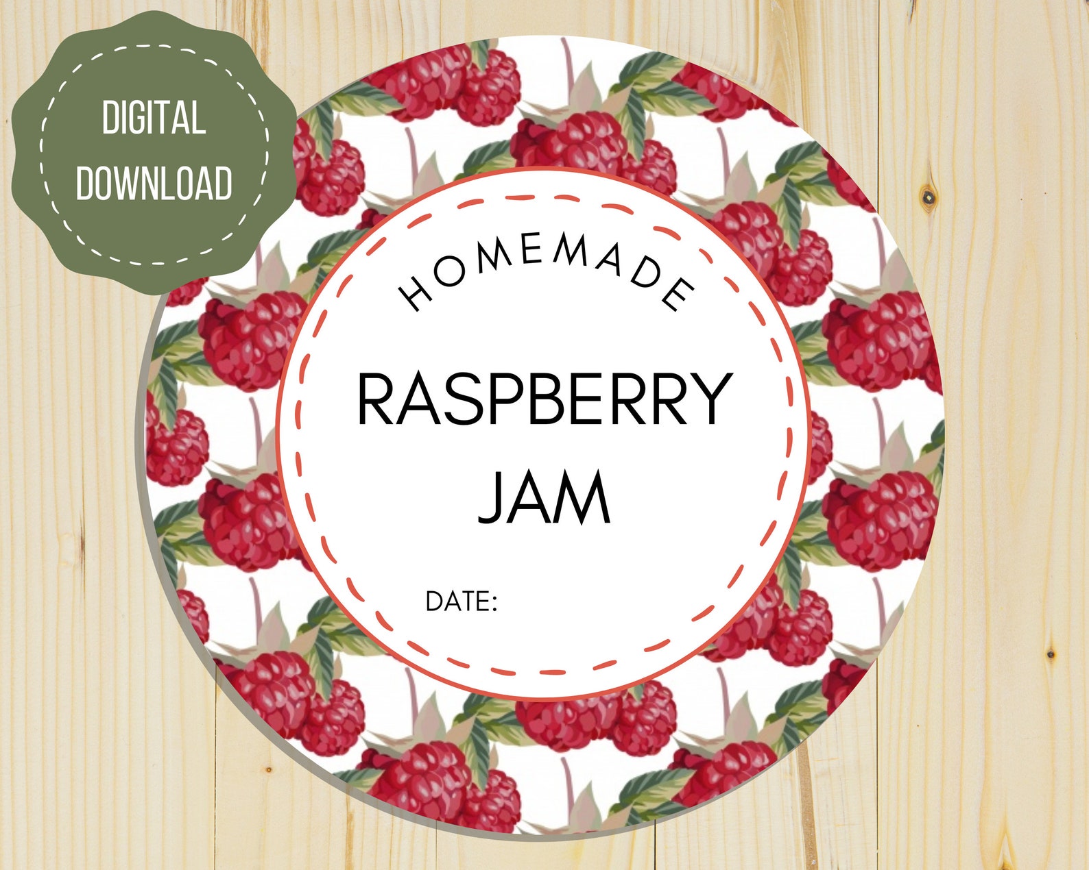 Printable 2 X 2 Raspberry Jam Labels Mason Jar Tags, Stickers, Labels