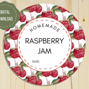 Printable 2&quot; x 2&quot; Raspberry Jam Labels | Mason Jar Tags, Stickers, Labels | PDF Labels for Cottage Food | Digital Download