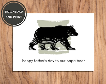 Tarjeta del Día del Padre de Papá Oso: Regalo imprimible (PDF PNG)
