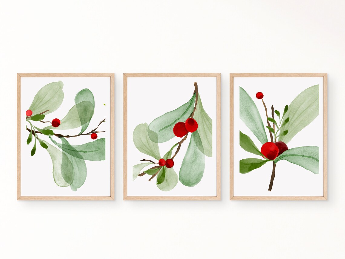 Christmas Gallery Wall Art Prints Set of 3 Christmas Etsy
