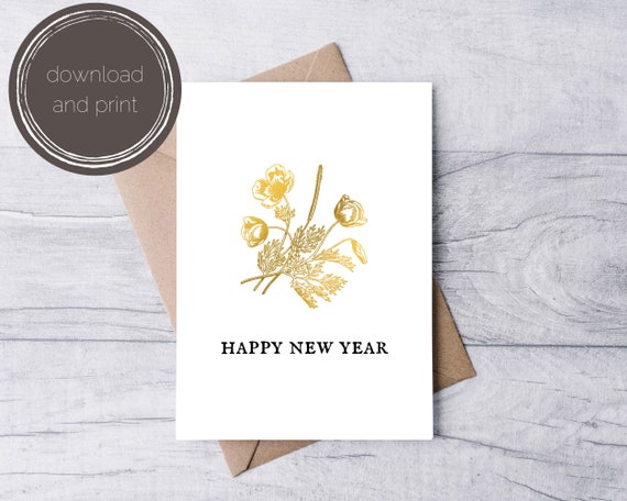 Happy New Year Card Printable New Year Instant Card | Etsy