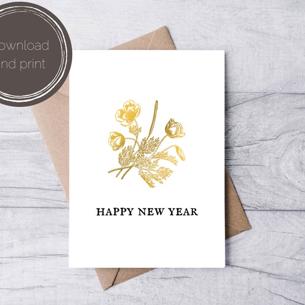Happy New Year Card Printable | New Year Instant Card | Digital Card New Years | New Year Card Download | New Year Card Digital Download