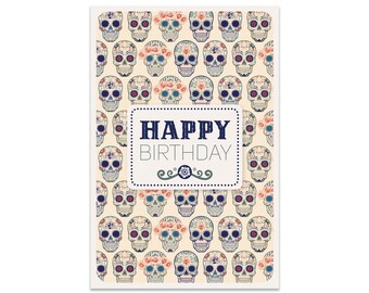 Carte D Anniversaire Tete De Mort Etsy
